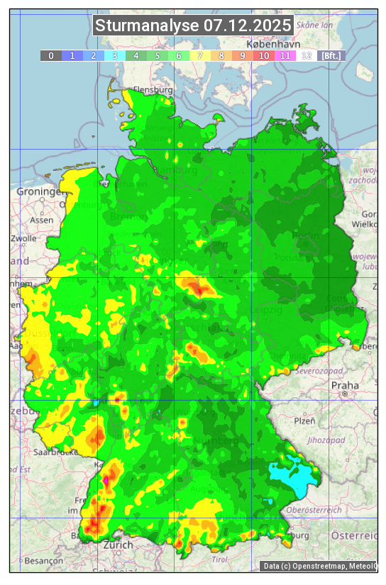 Karte mit Unwetteranalyse