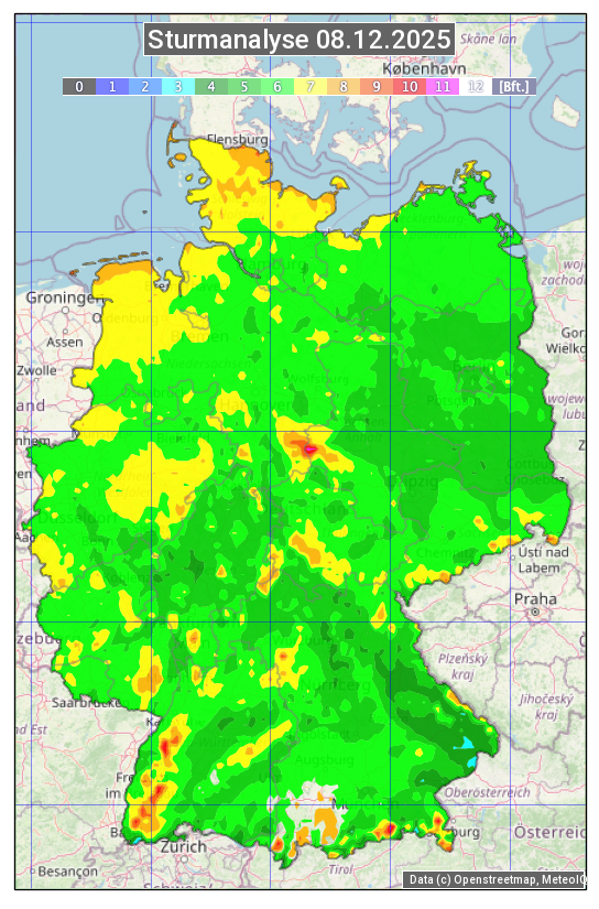 Karte mit Unwetteranalyse