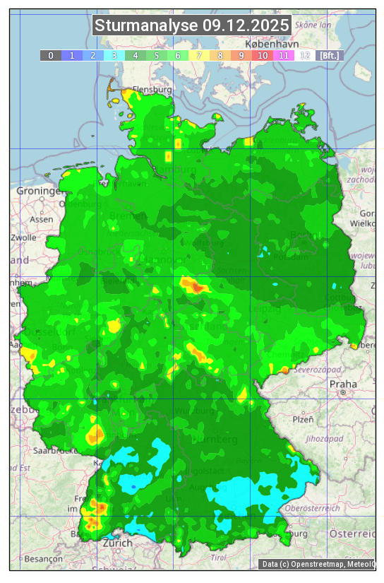 Karte mit Unwetteranalyse