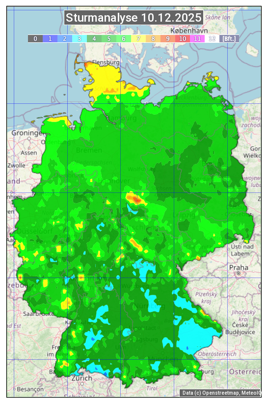Karte mit Unwetteranalyse