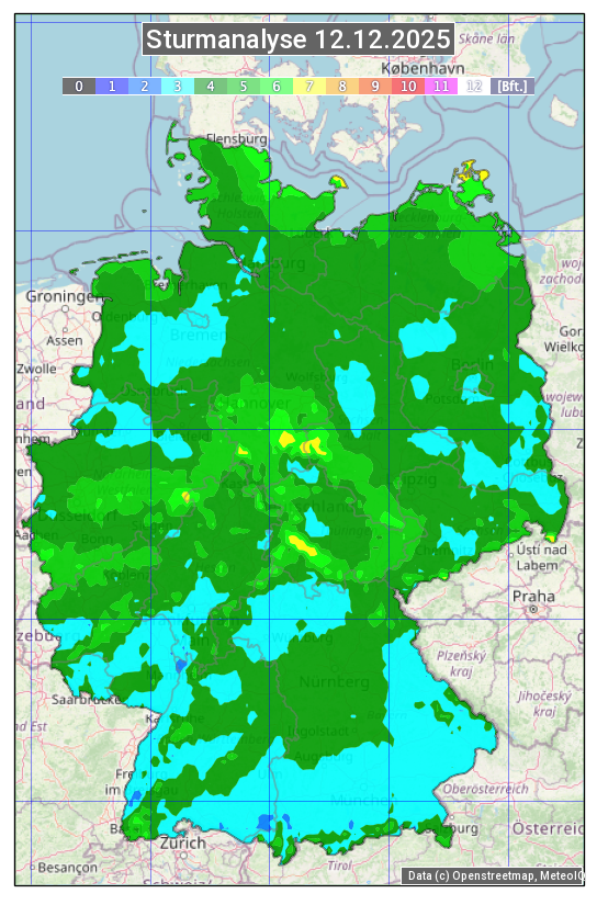 Karte mit Unwetteranalyse