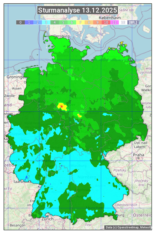 Karte mit Unwetteranalyse