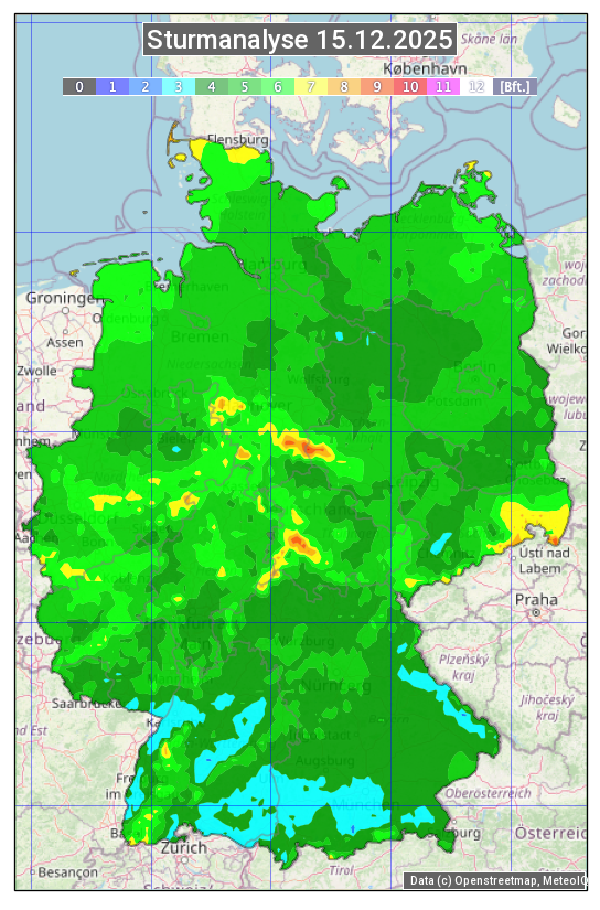 Karte mit Unwetteranalyse