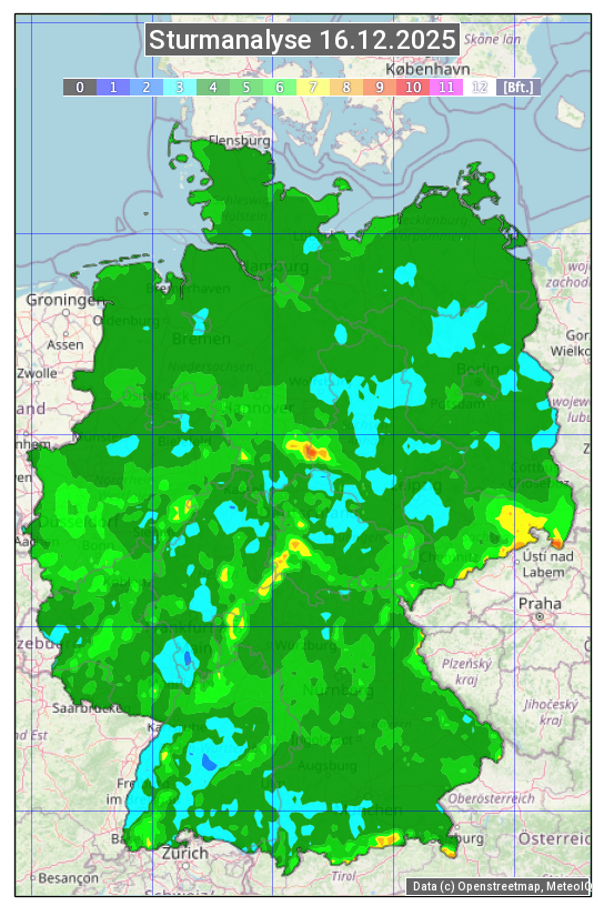 Karte mit Unwetteranalyse