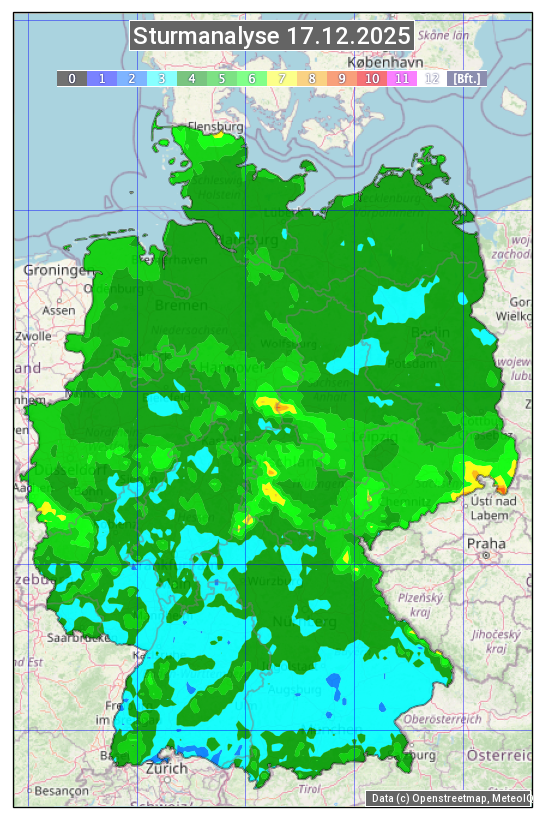 Karte mit Unwetteranalyse