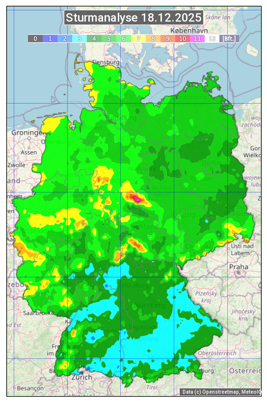 Karte mit Unwetteranalyse
