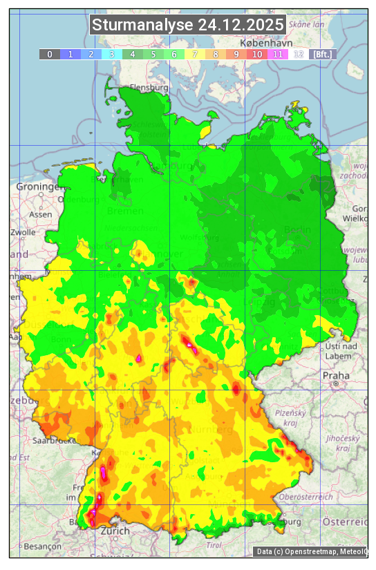 Karte mit Unwetteranalyse