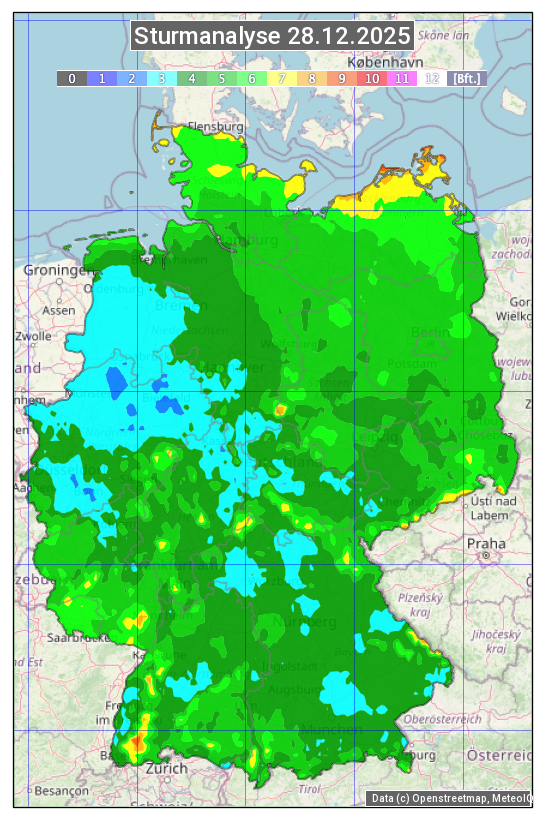 Karte mit Unwetteranalyse