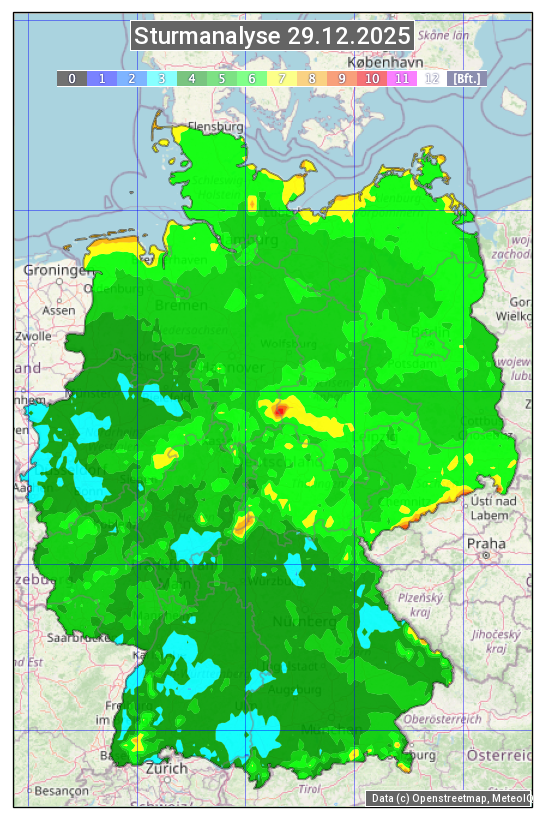 Karte mit Unwetteranalyse