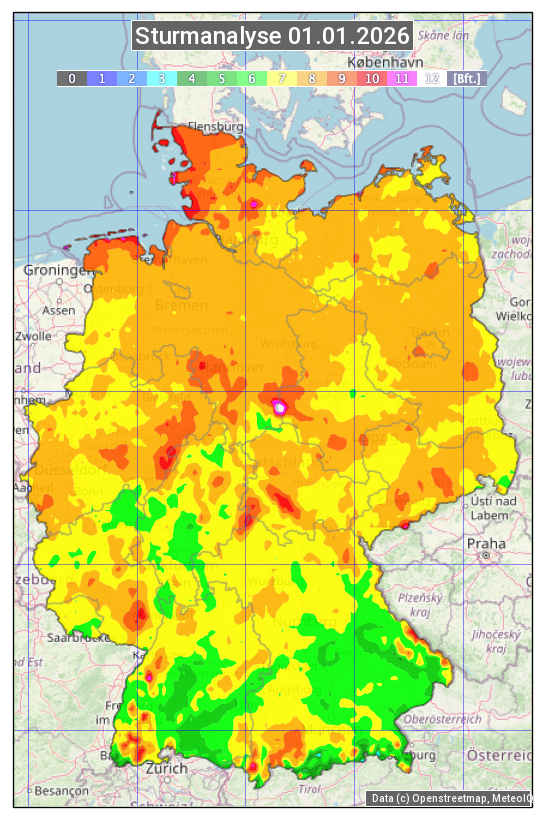 Karte mit Unwetteranalyse
