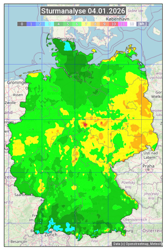 Karte mit Unwetteranalyse