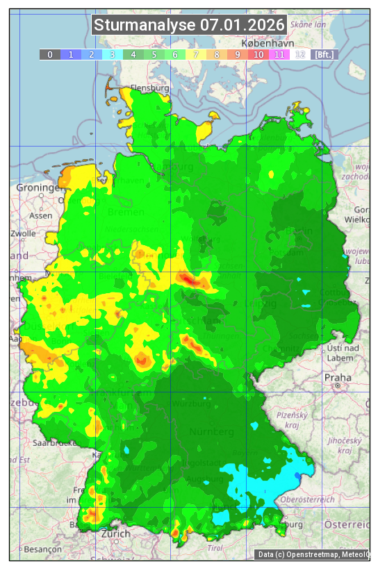 Karte mit Unwetteranalyse