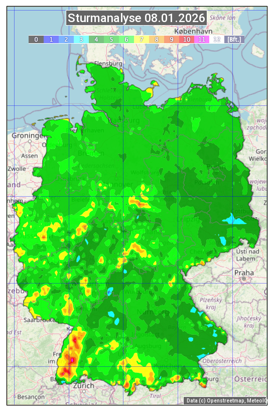 Karte mit Unwetteranalyse