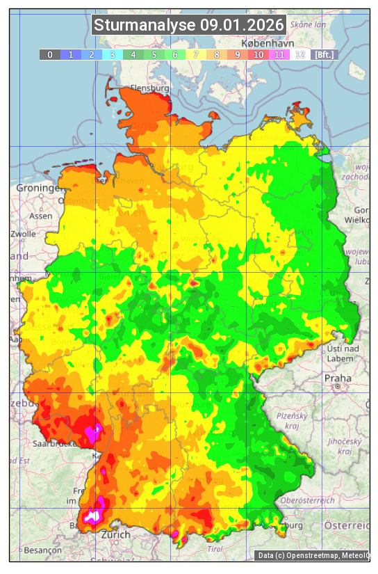 Karte mit Unwetteranalyse