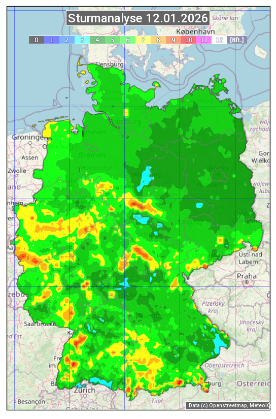 Karte mit Unwetteranalyse