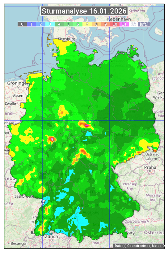 Karte mit Unwetteranalyse