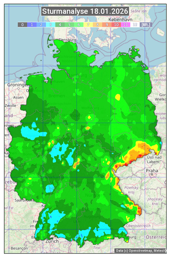 Karte mit Unwetteranalyse