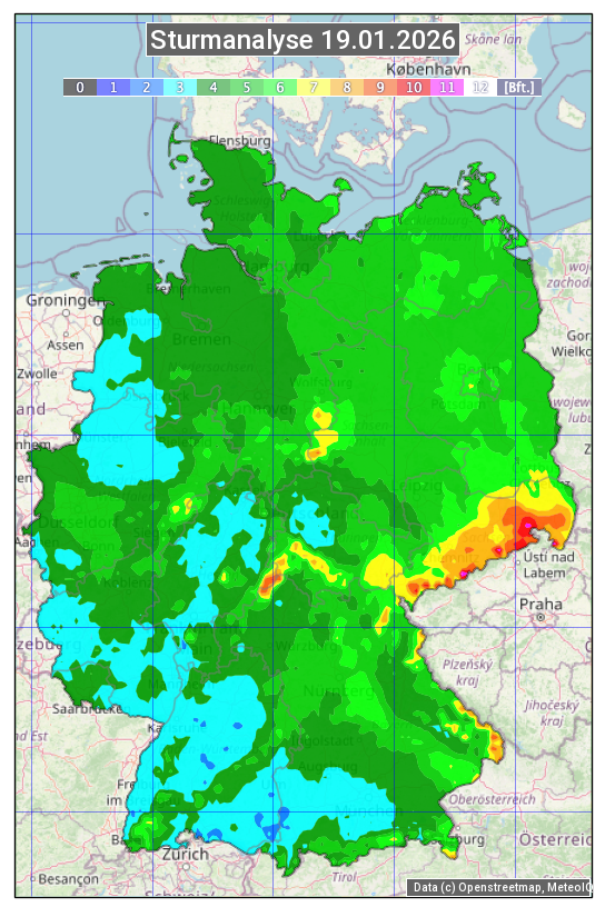 Karte mit Unwetteranalyse
