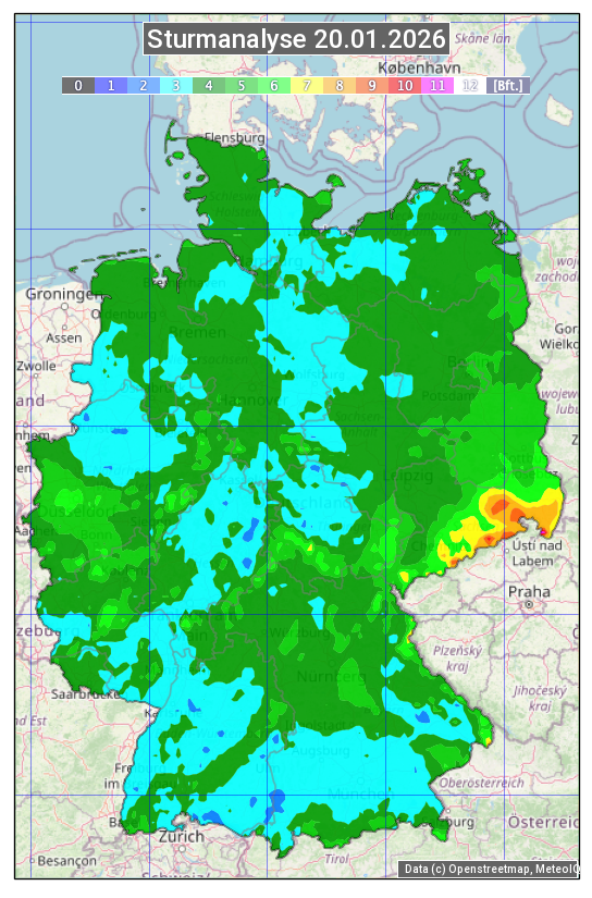 Karte mit Unwetteranalyse