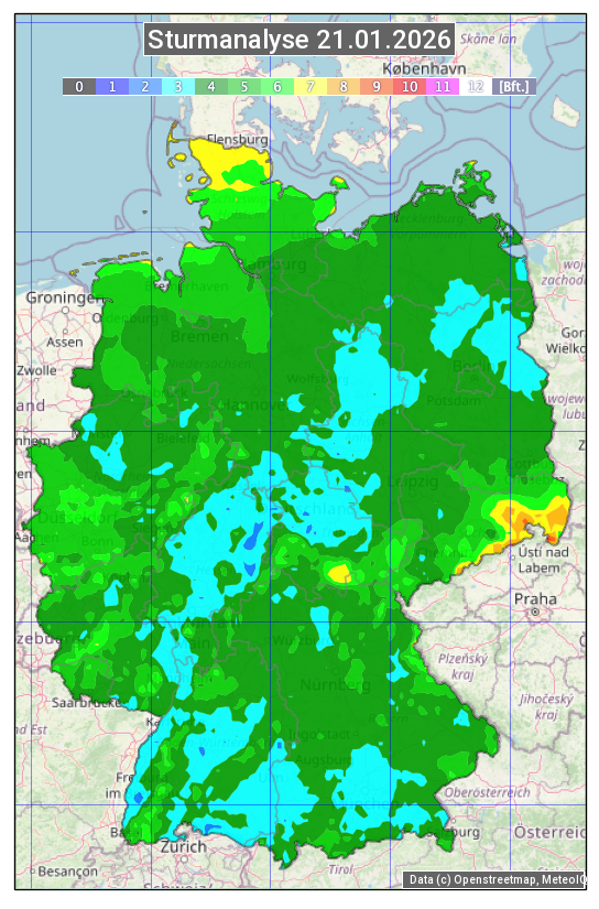 Karte mit Unwetteranalyse