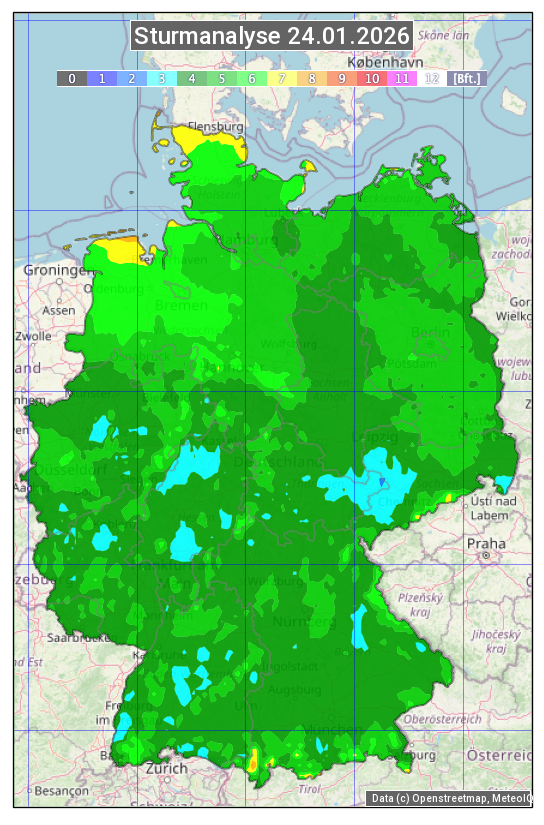 Karte mit Unwetteranalyse