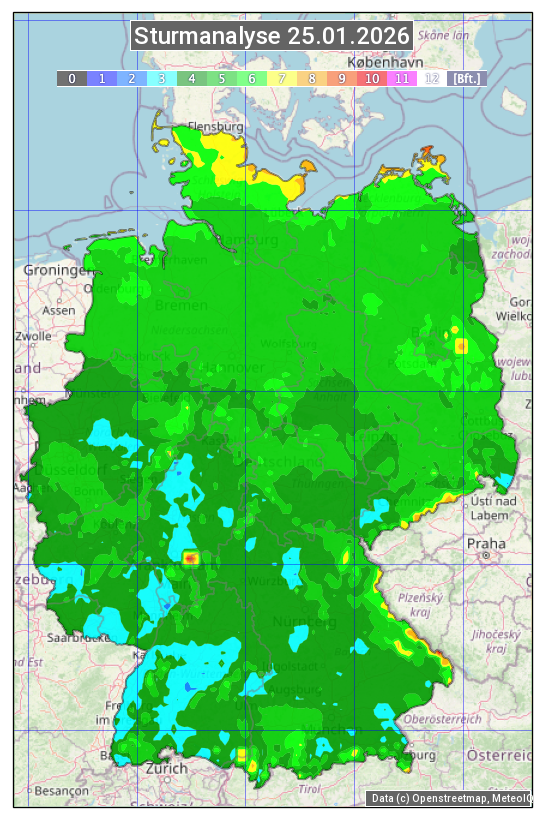 Karte mit Unwetteranalyse