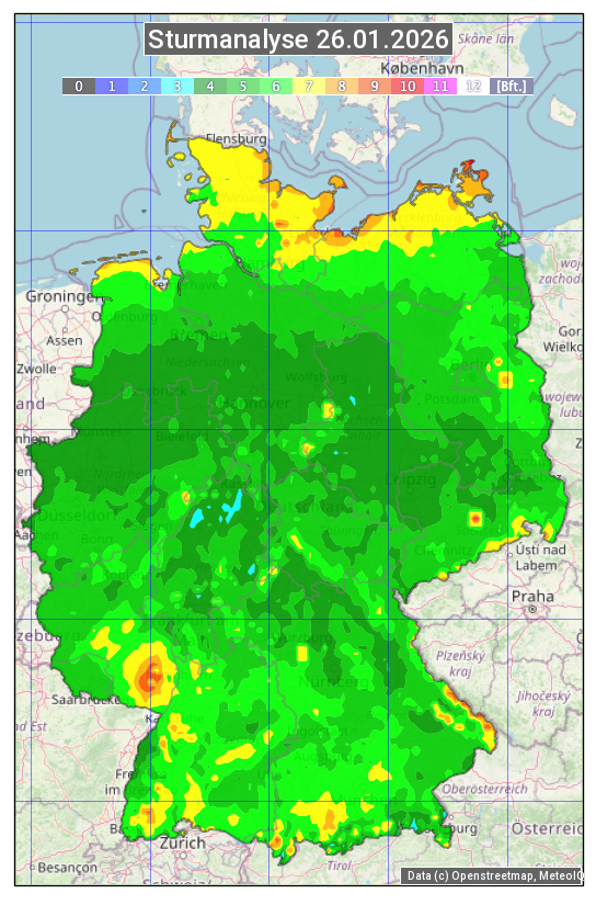 Karte mit Unwetteranalyse