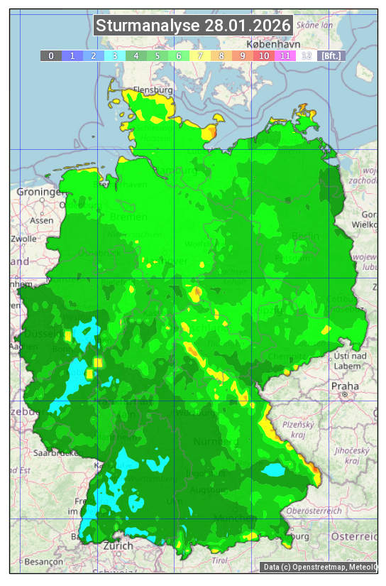 Karte mit Unwetteranalyse