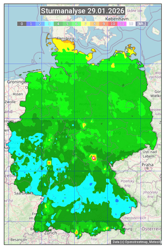Karte mit Unwetteranalyse