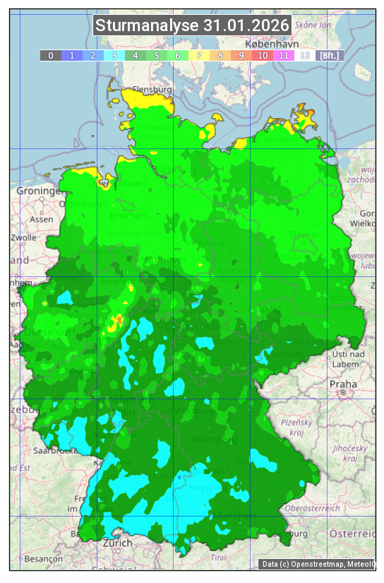 Karte mit Unwetteranalyse