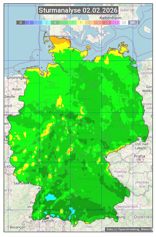 Karte mit Unwetteranalyse