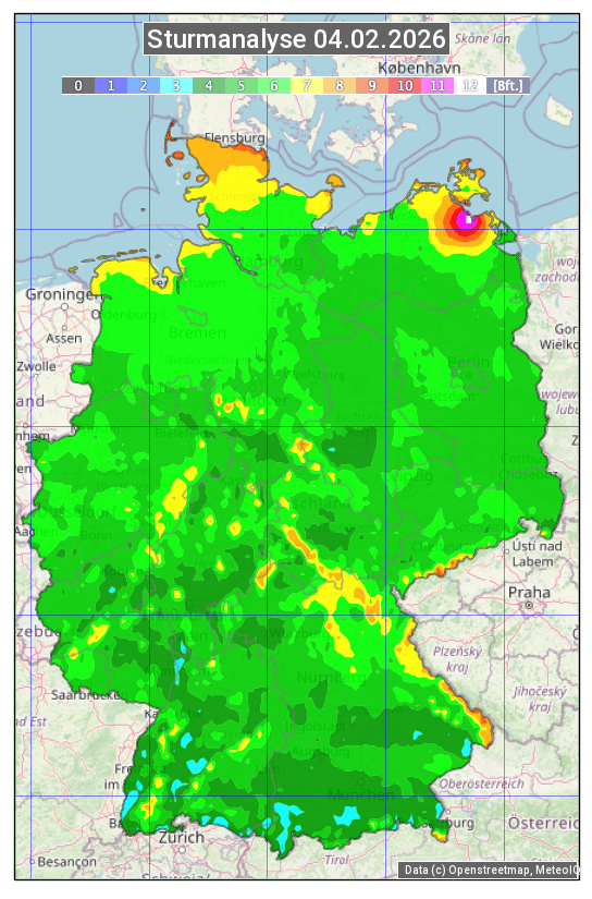 Karte mit Unwetteranalyse