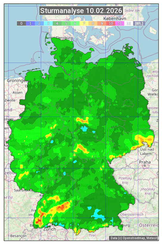 Karte mit Unwetteranalyse