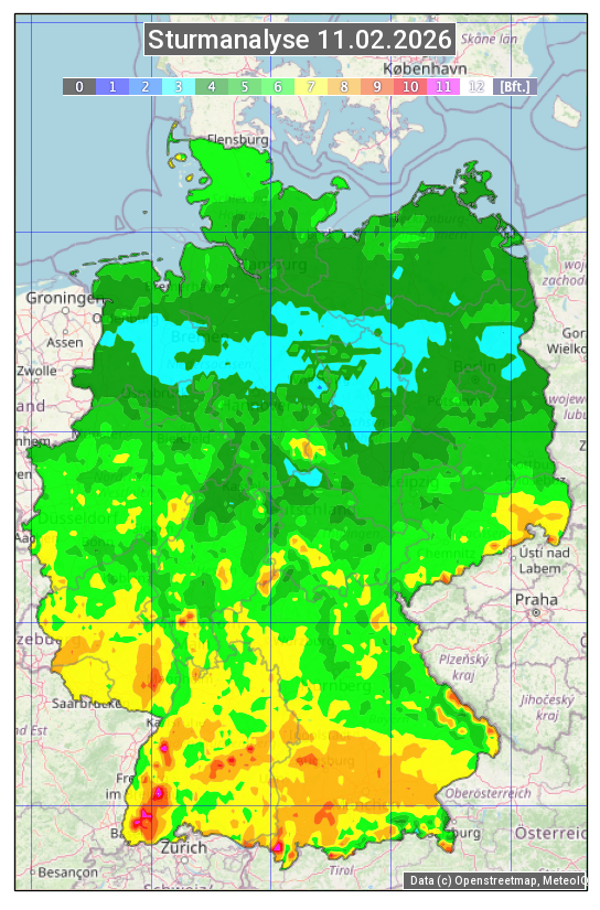 Karte mit Unwetteranalyse