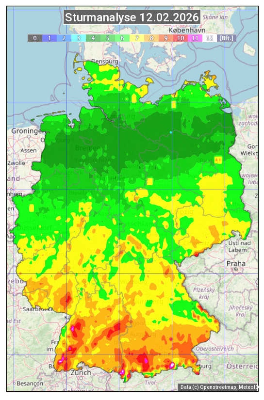 Karte mit Unwetteranalyse