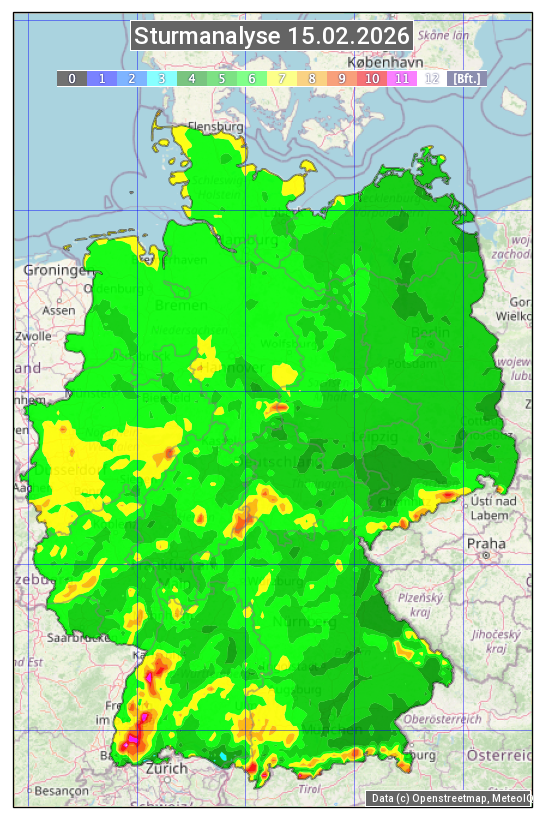 Karte mit Unwetteranalyse