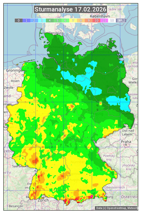 Karte mit Unwetteranalyse
