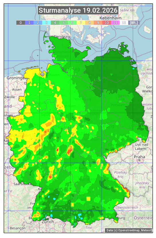 Karte mit Unwetteranalyse