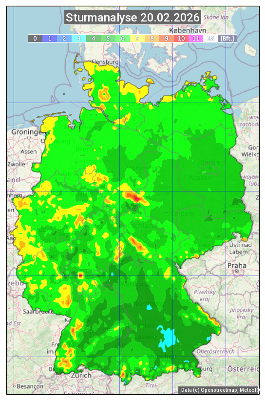 Karte mit Unwetteranalyse
