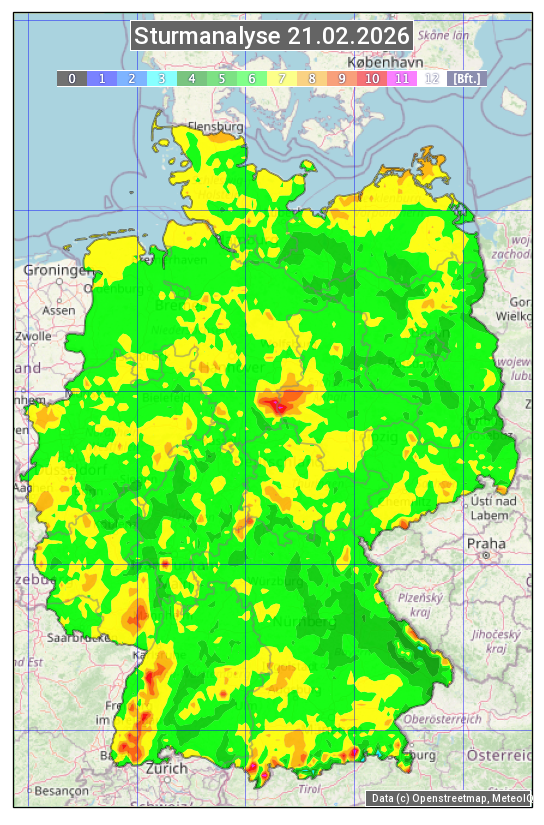 Karte mit Unwetteranalyse