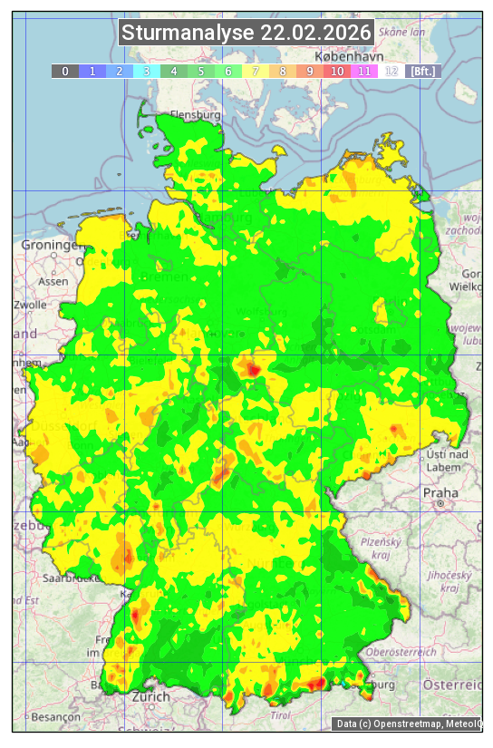 Karte mit Unwetteranalyse