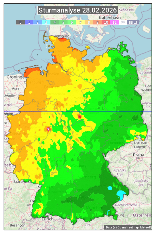 Karte mit Unwetteranalyse