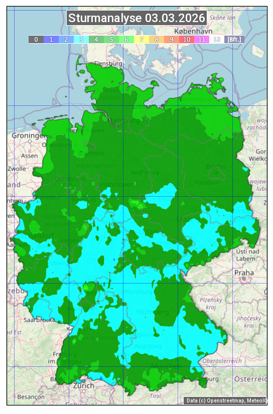 Karte mit Unwetteranalyse
