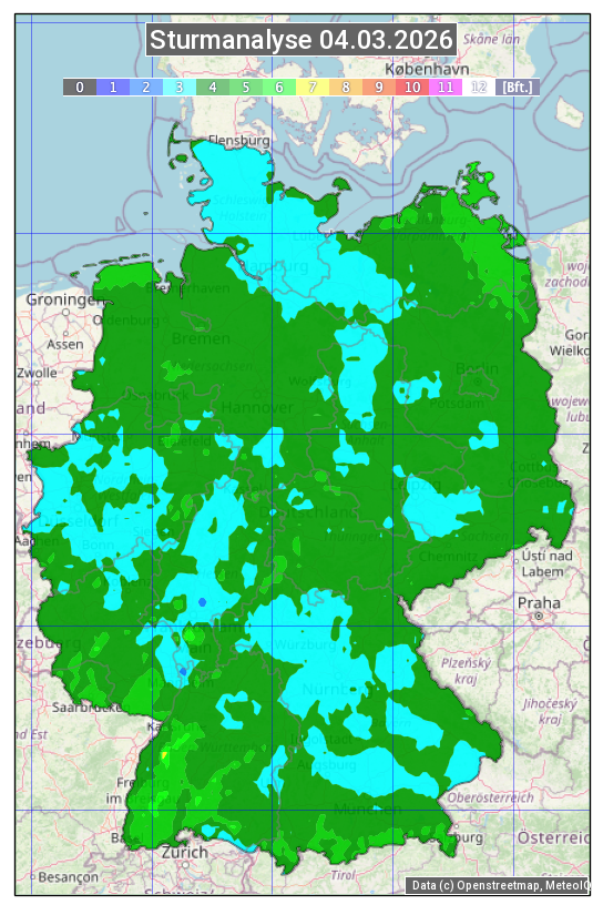 Karte mit Unwetteranalyse
