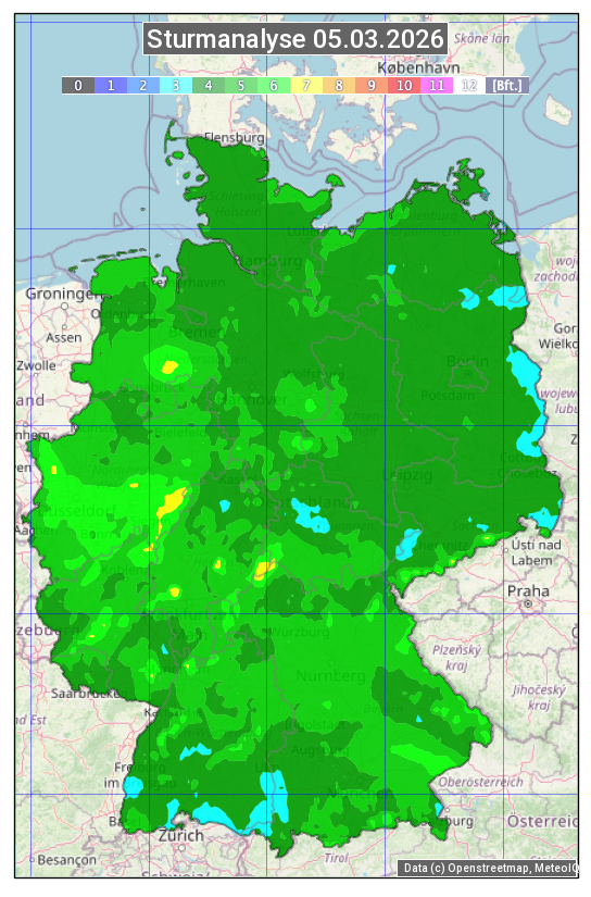 Karte mit Unwetteranalyse