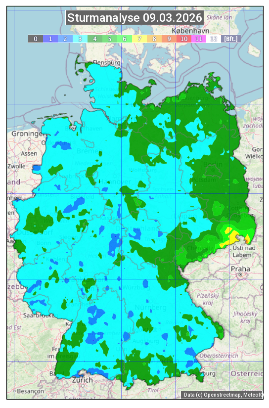 Karte mit Unwetteranalyse