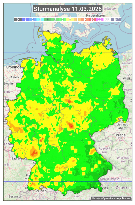 Karte mit Unwetteranalyse