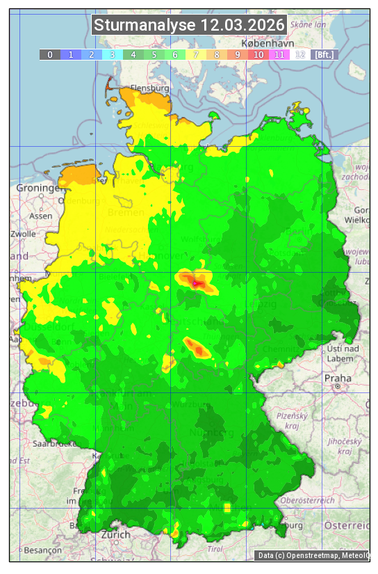 Karte mit Unwetteranalyse