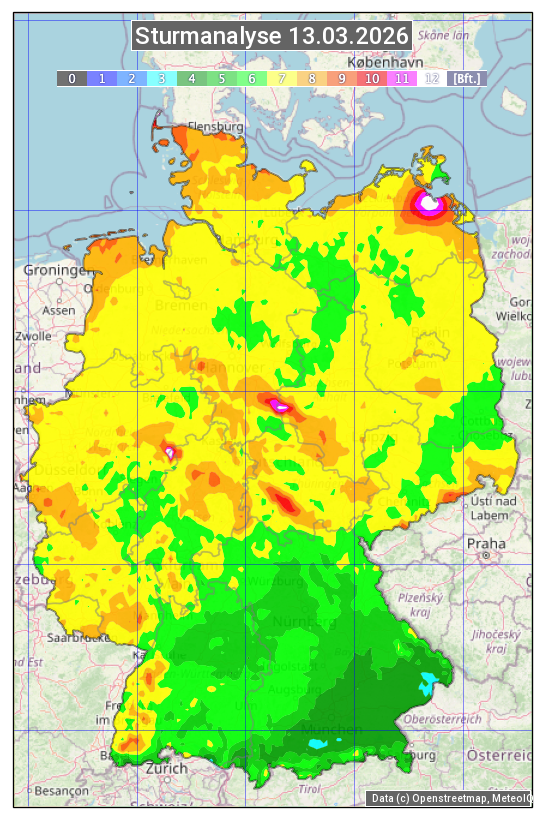 Karte mit Unwetteranalyse