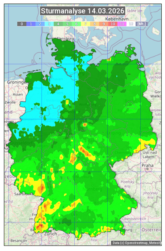 Karte mit Unwetteranalyse